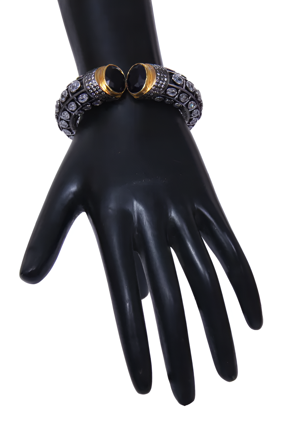 Women Metal Cuff Bangle With Stones