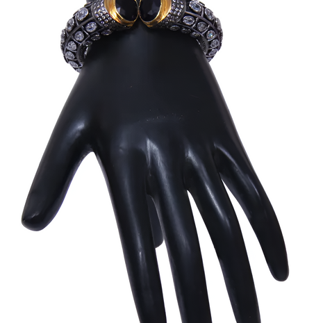 Women Metal Cuff Bangle With Stones