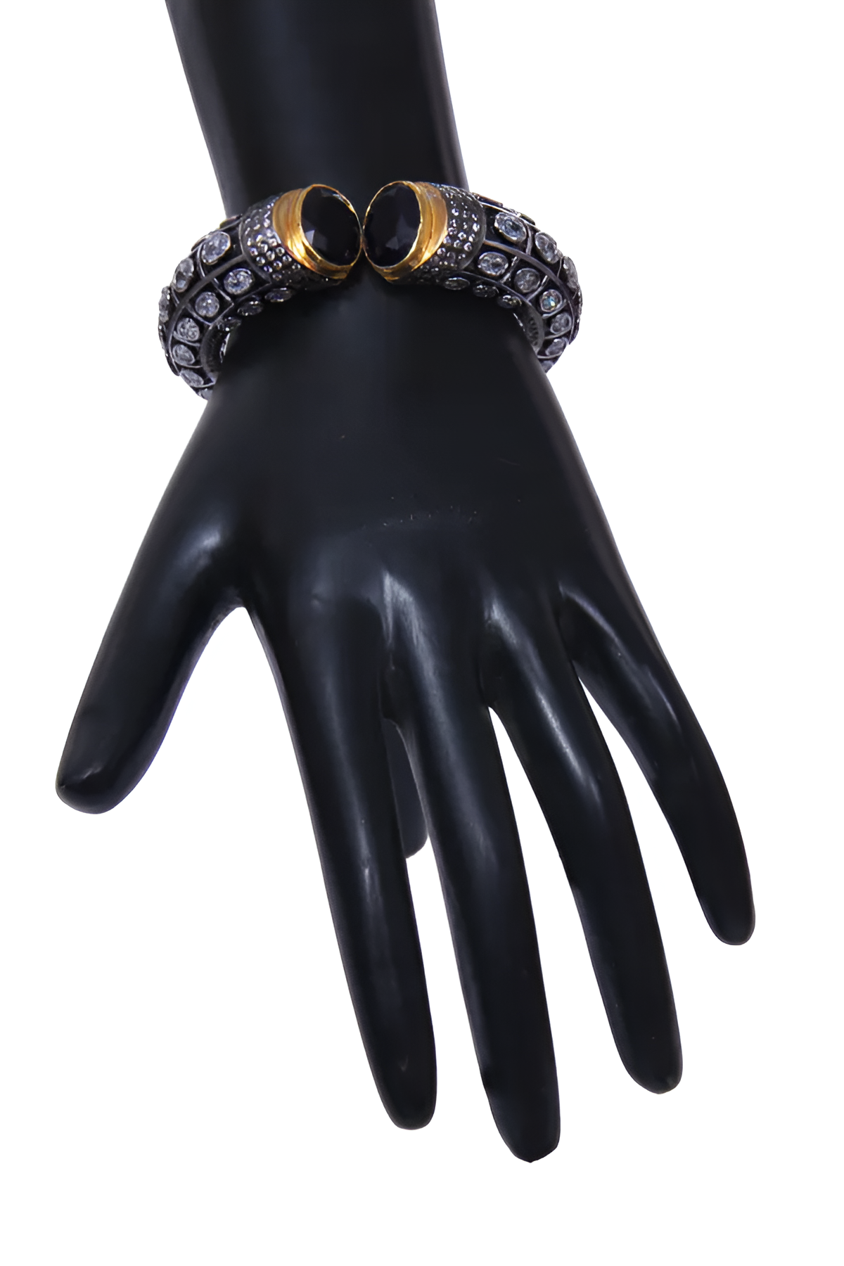 Women Metal Cuff Bangle With Stones / Ruchi