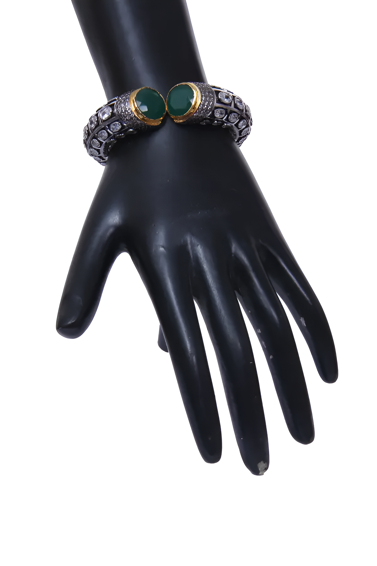 Women Metal Cuff Bangle With Stones / Ruchi
