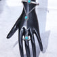 Turquoise Crystal Shell Ring & Boho Chain Bracelet / Ruchi