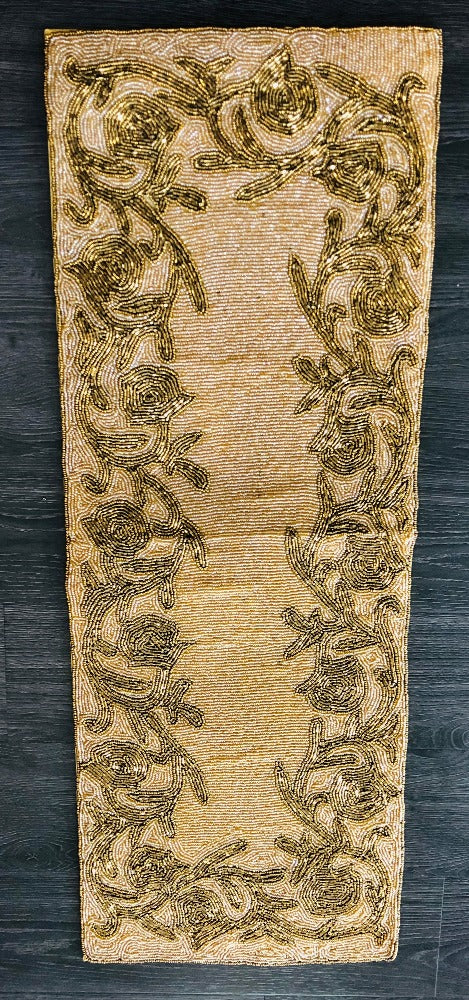 Glitzy Gold Beaded Table Runner / Ruchi