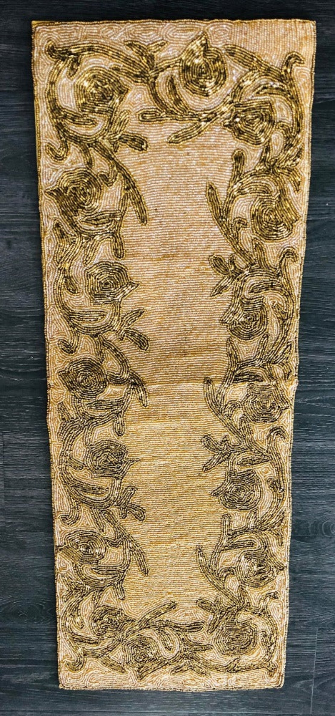 Glitzy Gold Beaded Table Runner / Ruchi