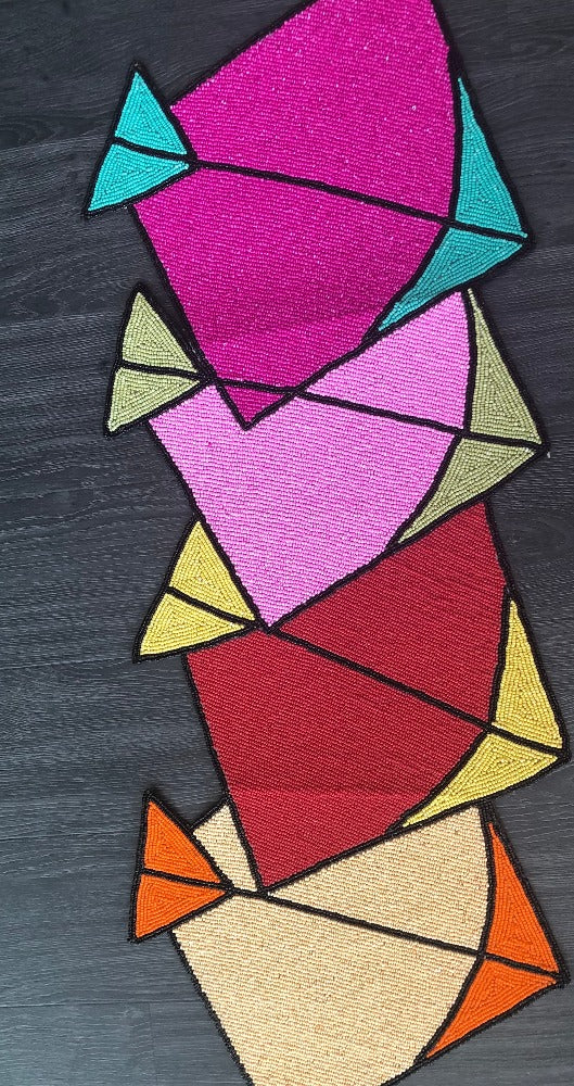 Colorful Kite Embroidered Beaded Runner / Ruchi