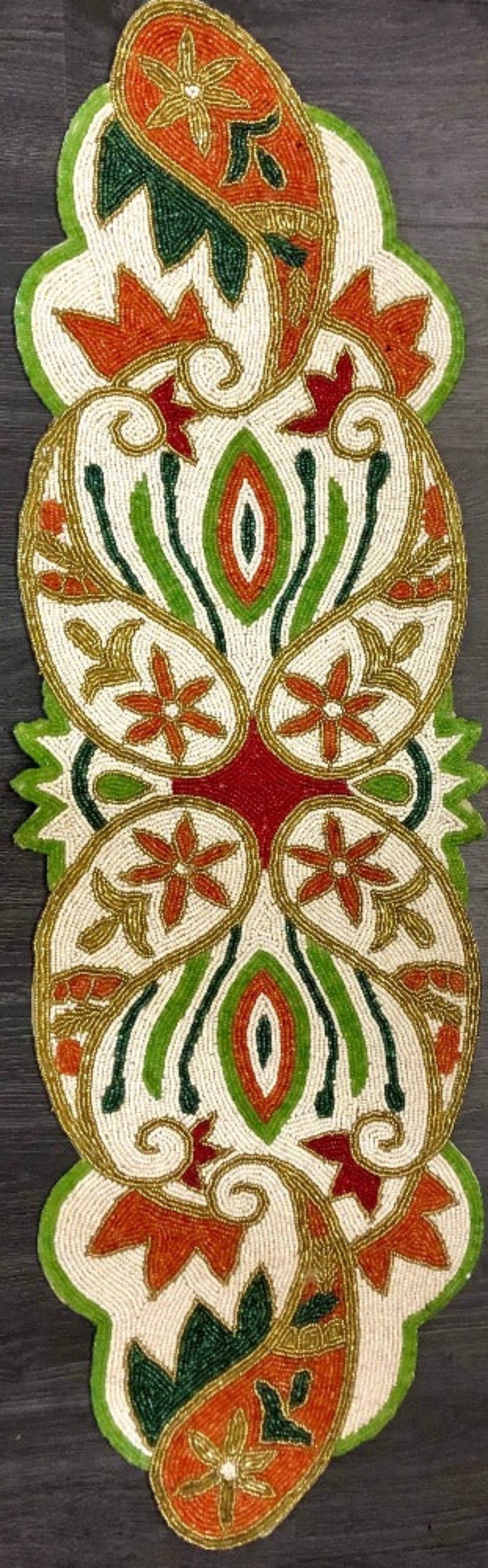 Handmade Paisley Beaded Table Runner/ Ruchi