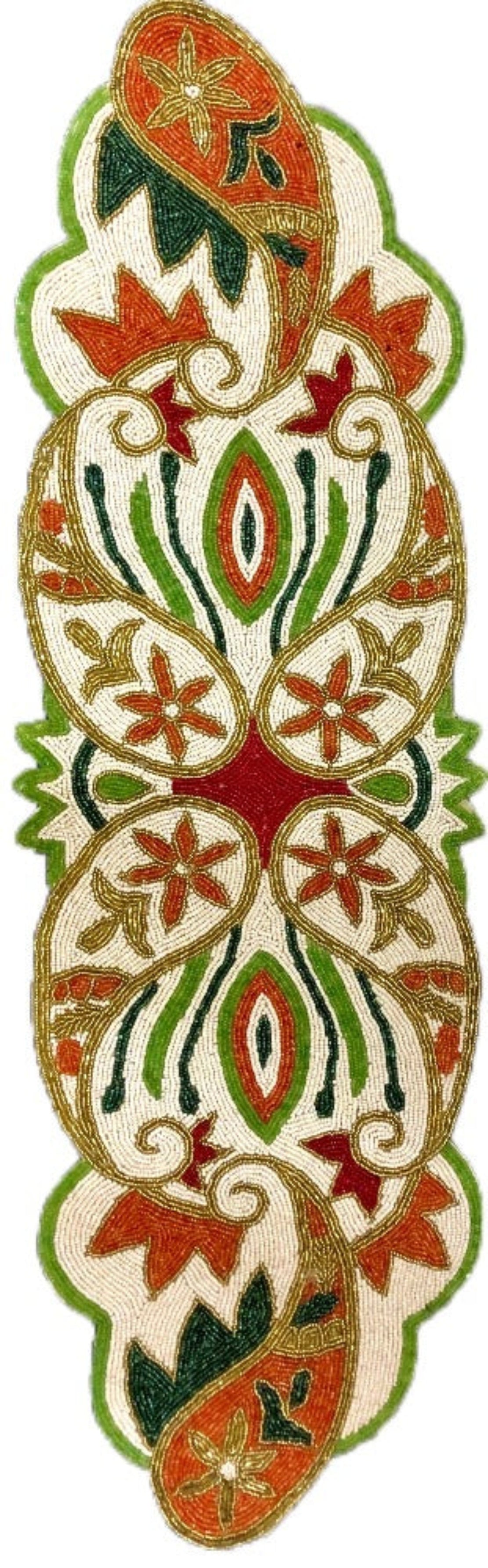 Handmade Paisley Beaded Table Runner/ Ruchi