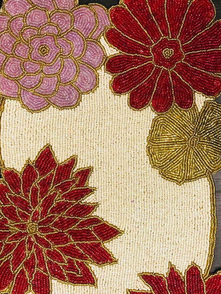 Affluent Colorful Floral Beaded Table Runner / Ruchi