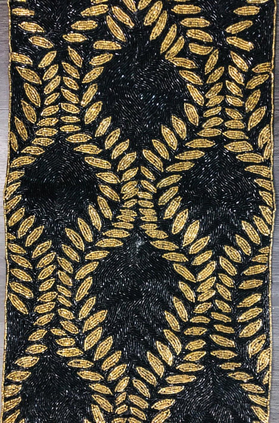 Gold Black Beaded Table Runner / Ruchi