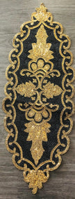 Gold Black Oval Beaded Runner / Ruchi