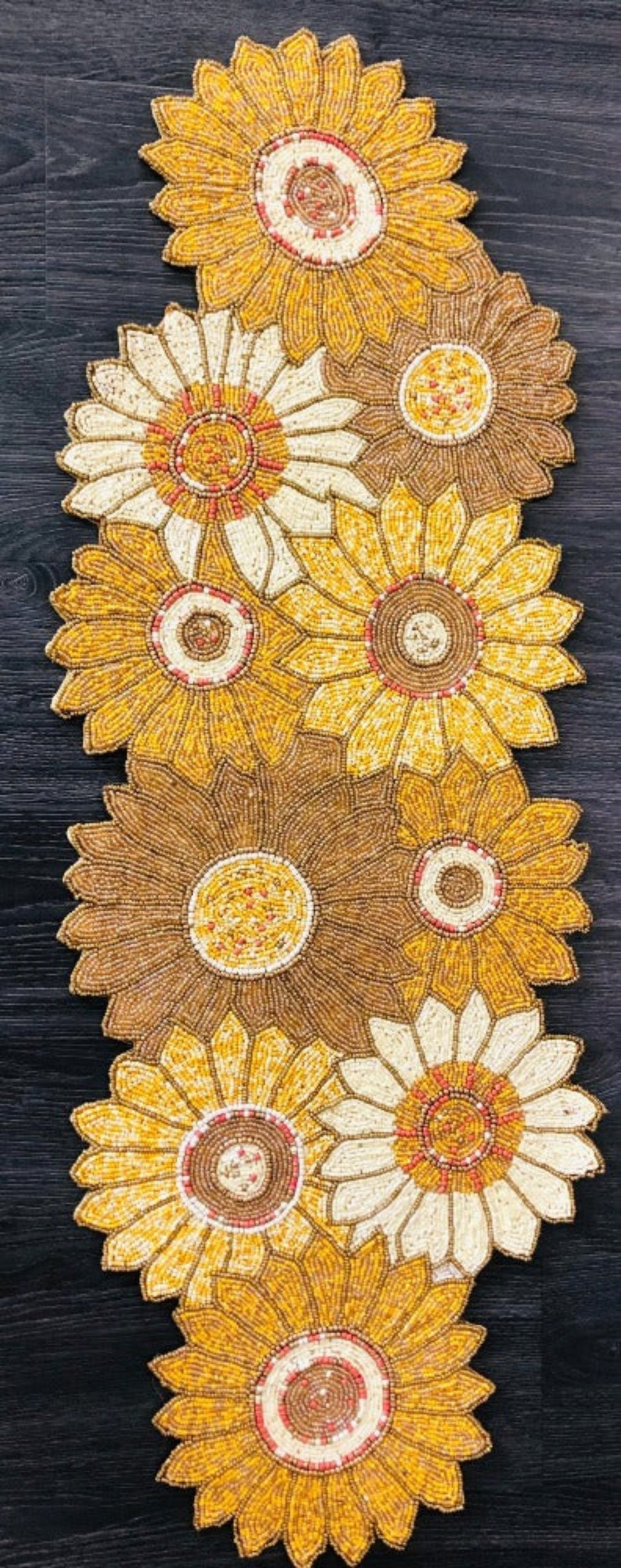 Colorful Sunflower Beaded Table Runner / Ruchi
