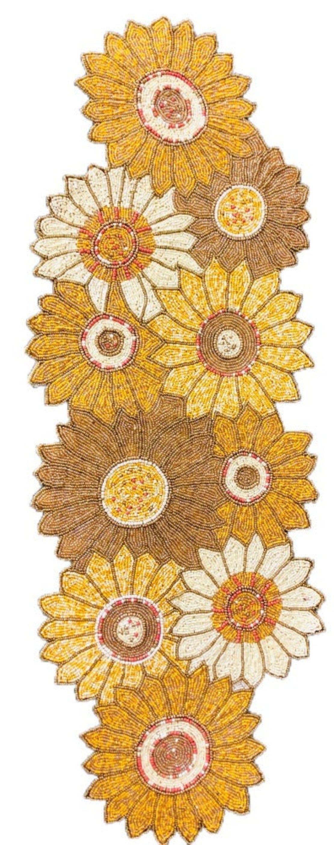 Colorful Sunflower Beaded Table Runner / Ruchi