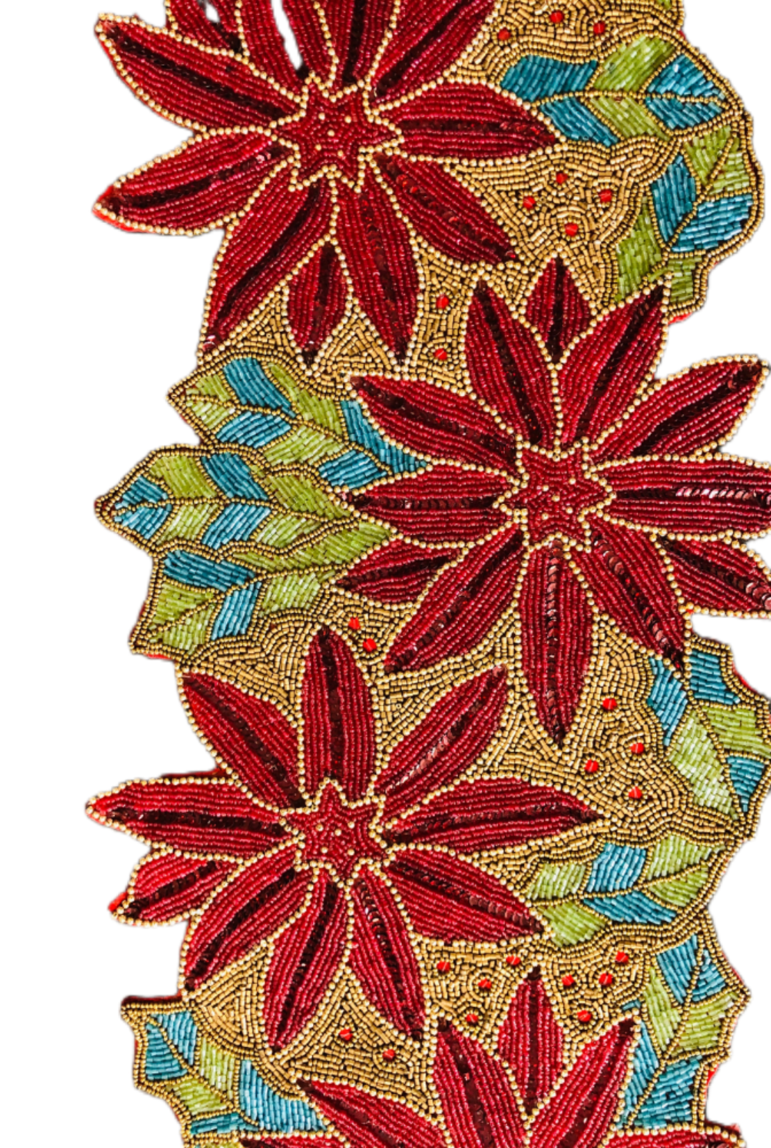 Leafy Floral Beaded Table Runner / Ruchi