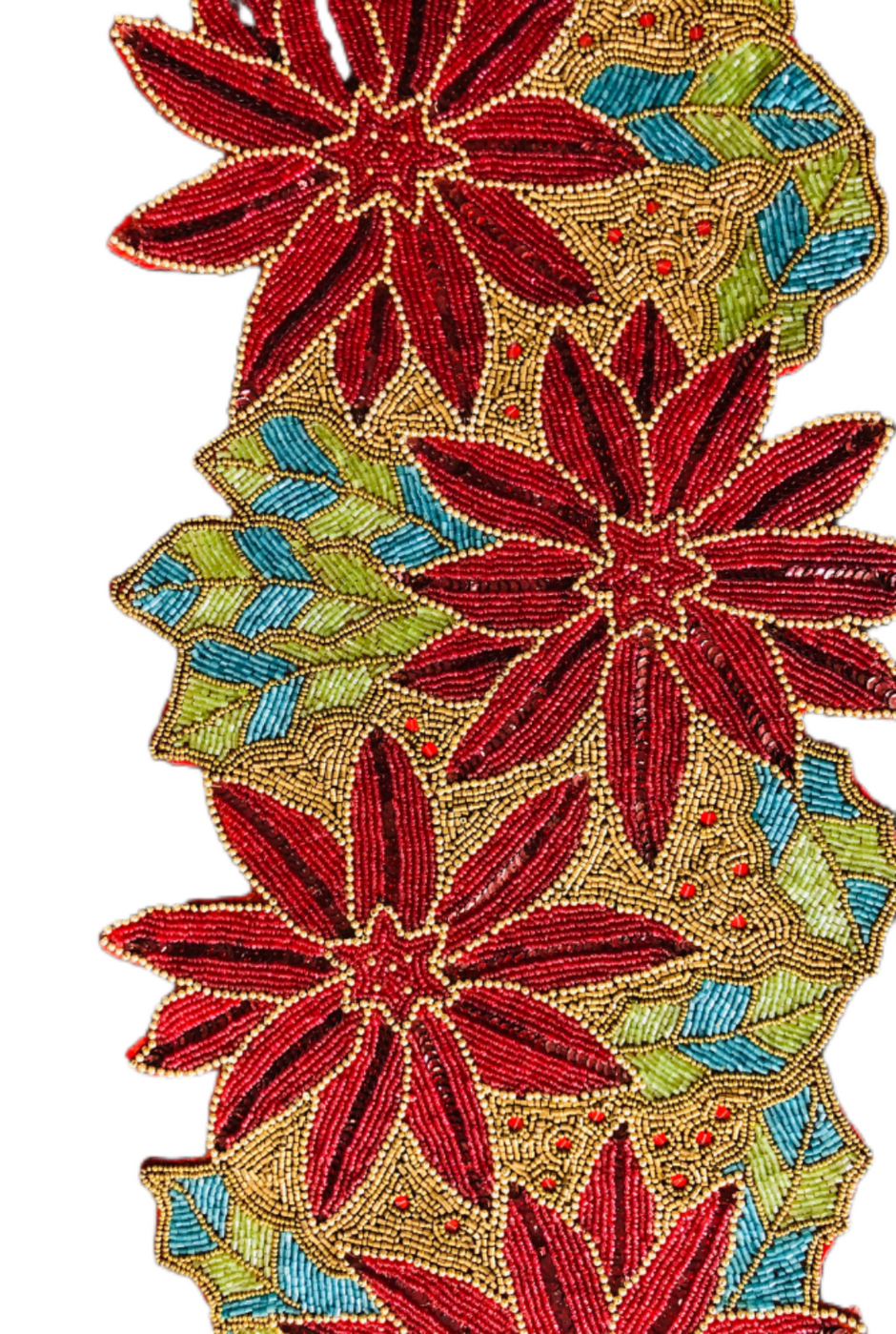 Leafy Floral Beaded Table Runner / Ruchi