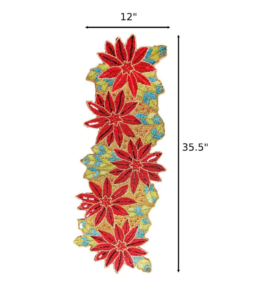 Leafy Floral Beaded Table Runner / Ruchi