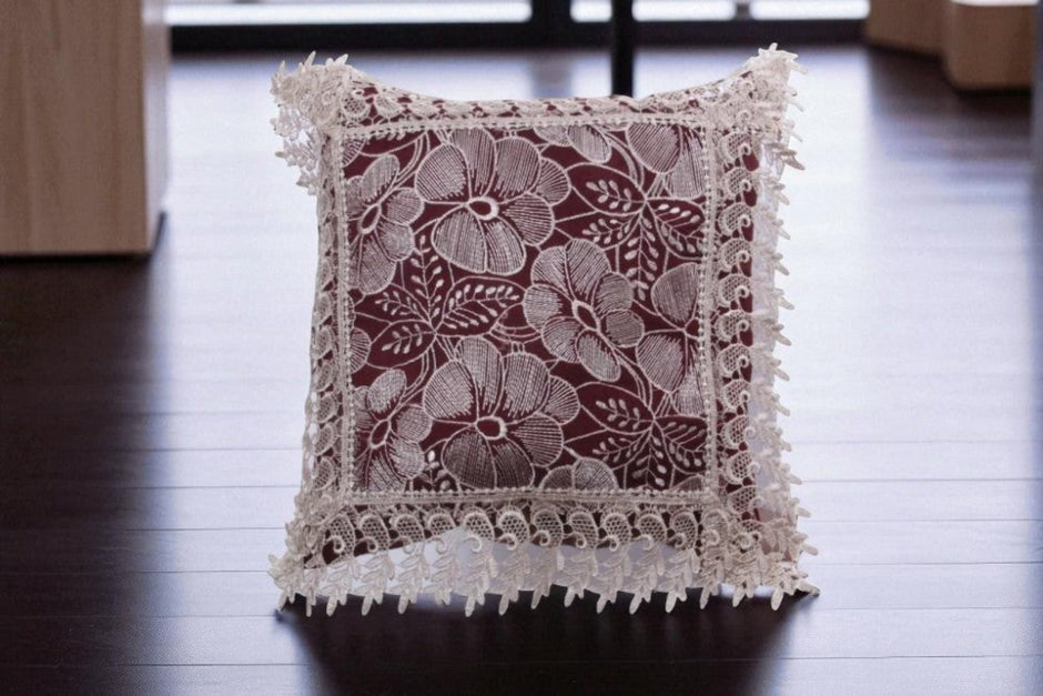 Floral Lace Embroidered Cushion Covers / Ruchi