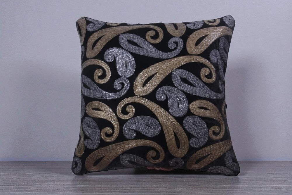 Shiny Thread Work Velvet Cushion Covers / Ruchi