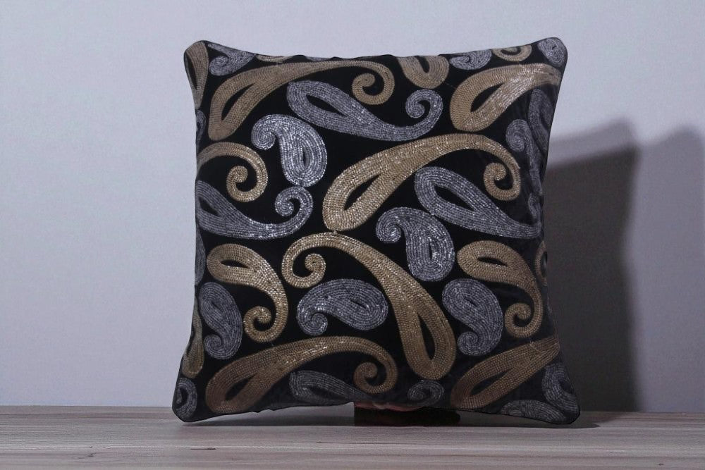 Shiny Thread Work Velvet Cushion Covers / Ruchi