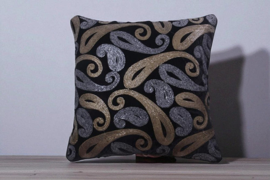 Shiny Thread Work Velvet Cushion Covers / Ruchi
