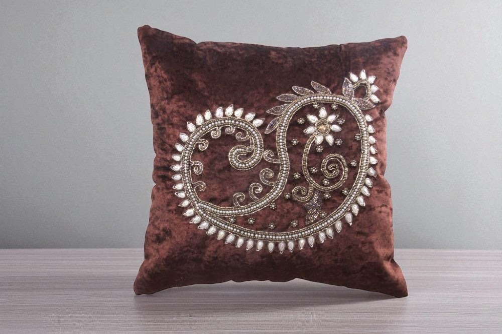 Artful Embroidered Velvet Cushion Covers