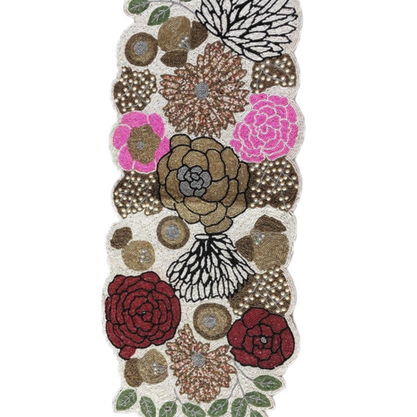 Floral Patch Handcrafted Beaded Runner / Ruchi