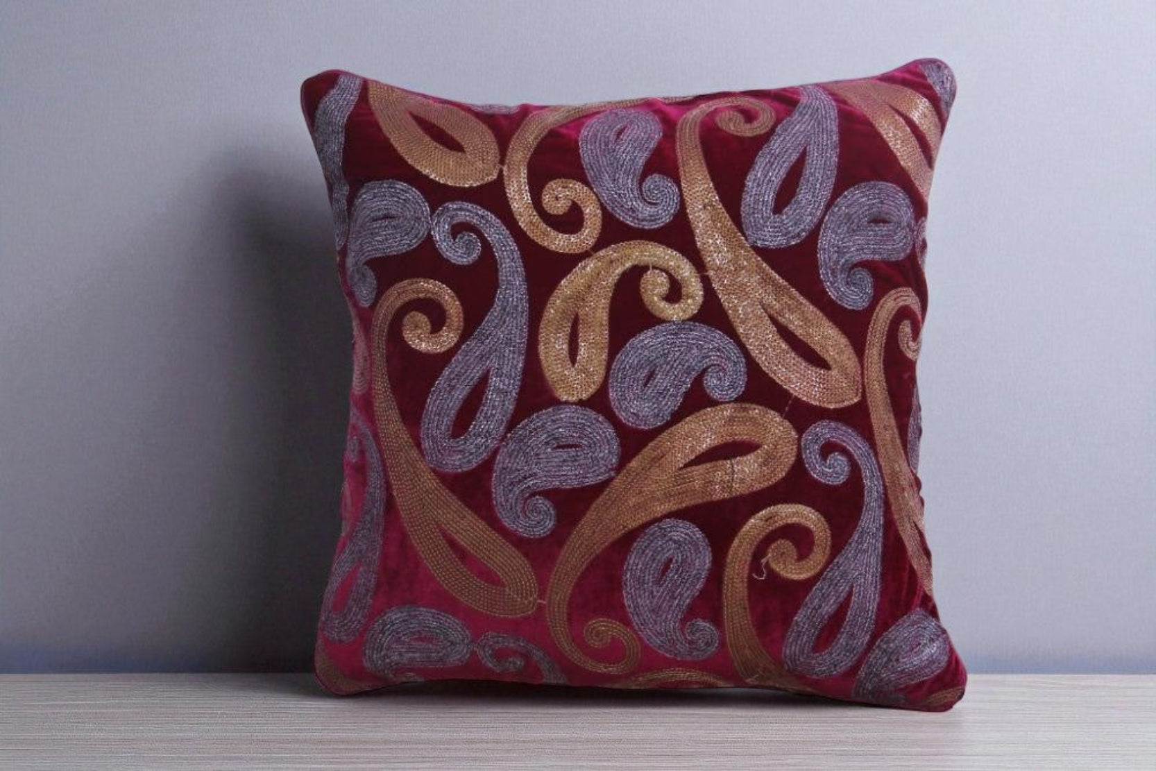 Thread Work Velvet Cushion Covers / Ruchi
