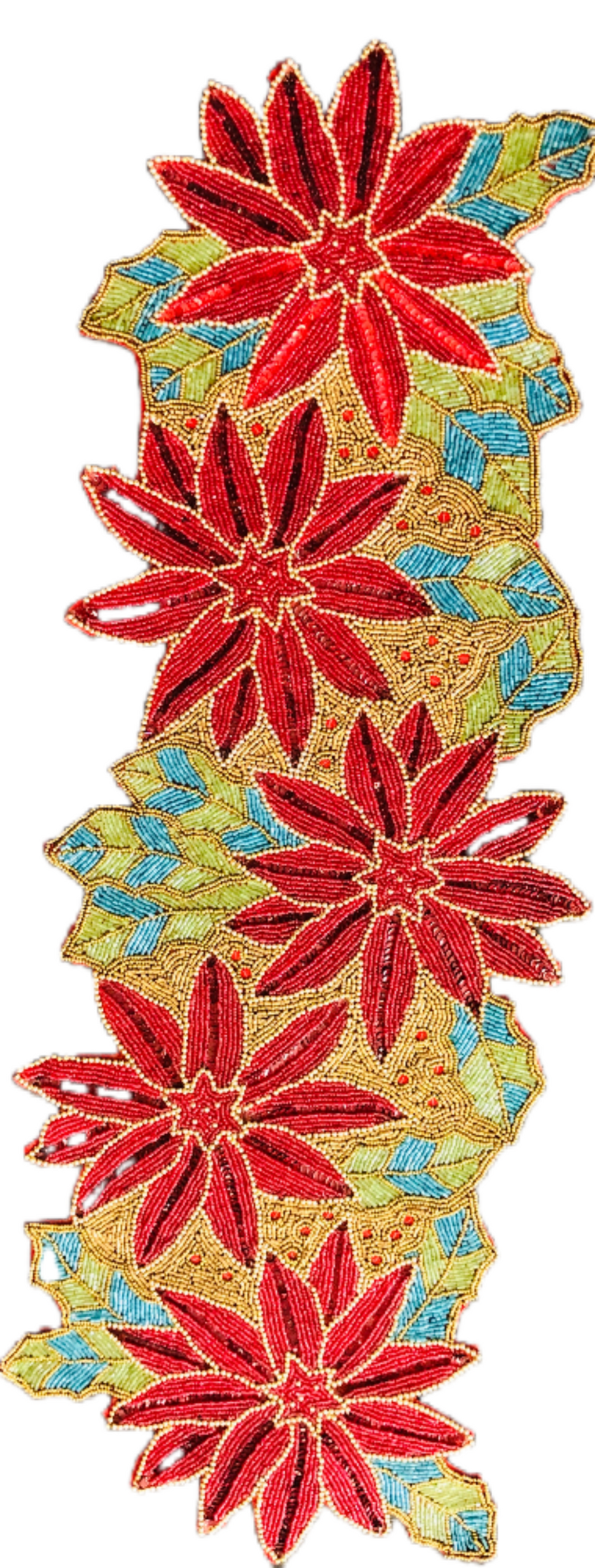 Leafy Floral Beaded Table Runner / Ruchi