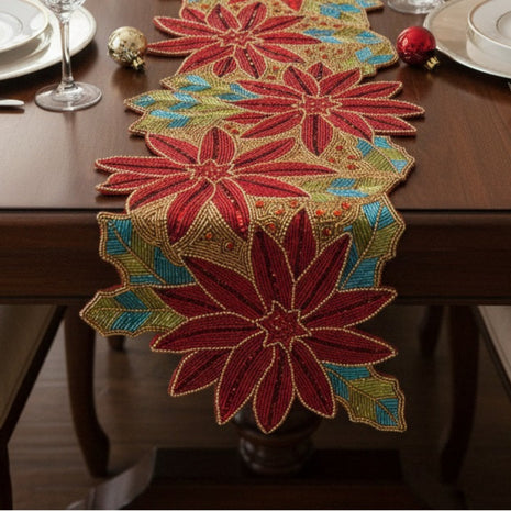 Leafy Floral Beaded Table Runner / Ruchi