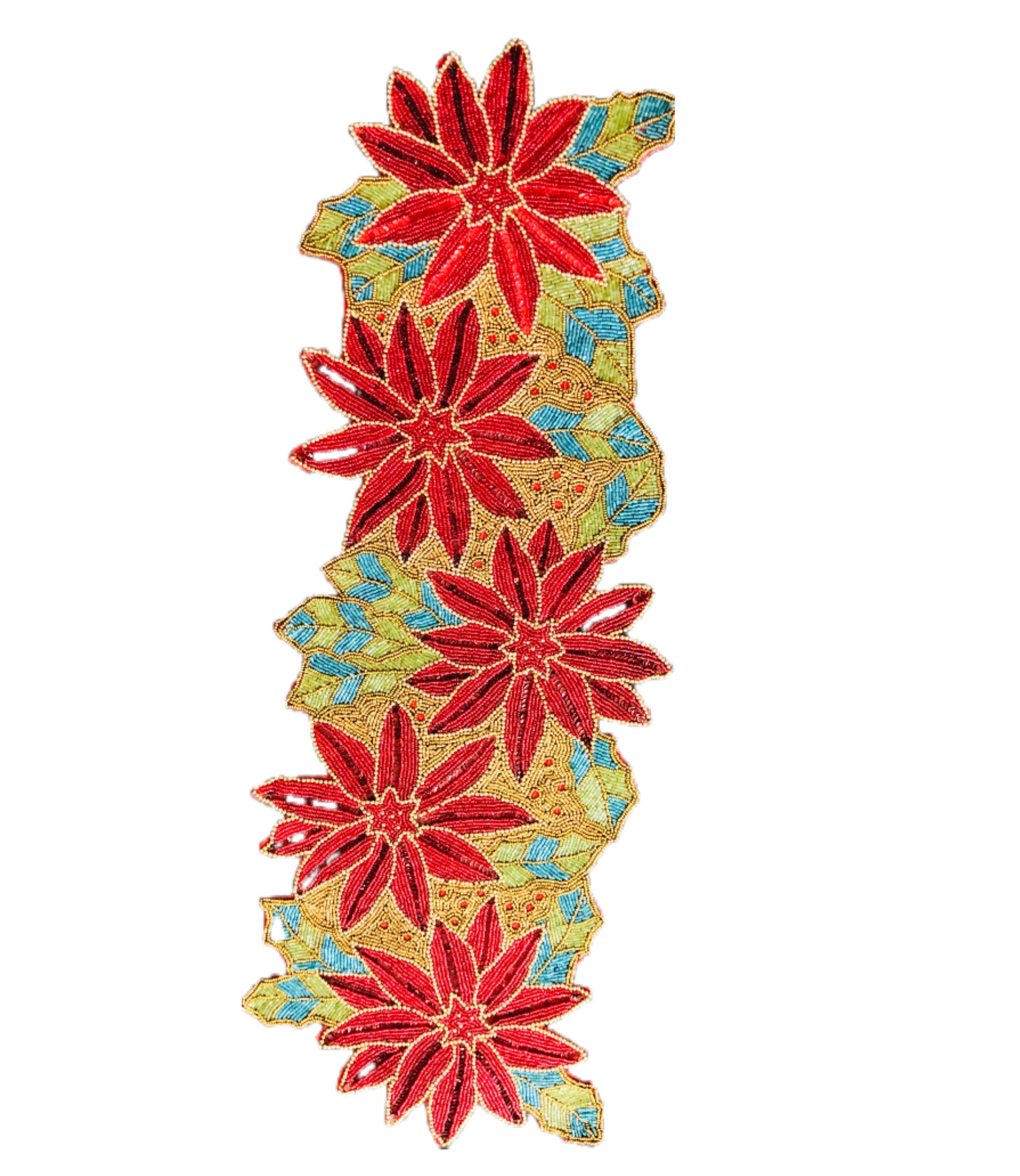Leafy Floral Beaded Table Runner / Ruchi