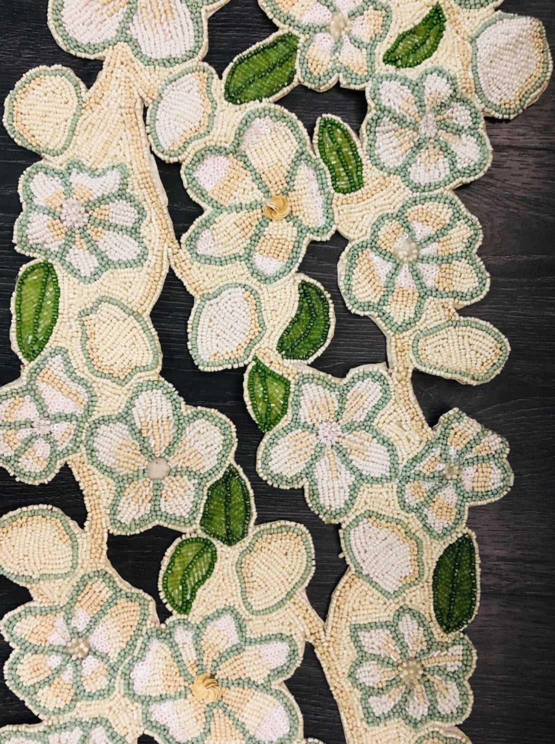 Embroidered Floral Beaded Table Runner/ Ruchi