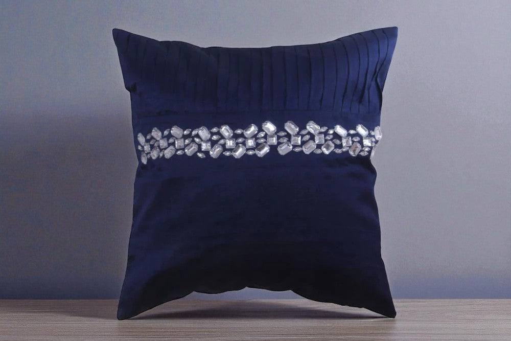 Aesthetic Pleated Embellished Silk Cushion Cover / Ruchi