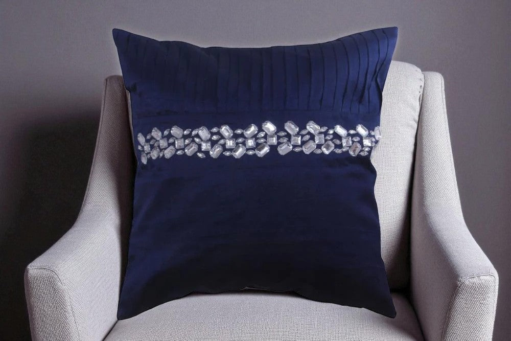 Aesthetic Pleated Embellished Silk Cushion Cover / Ruchi