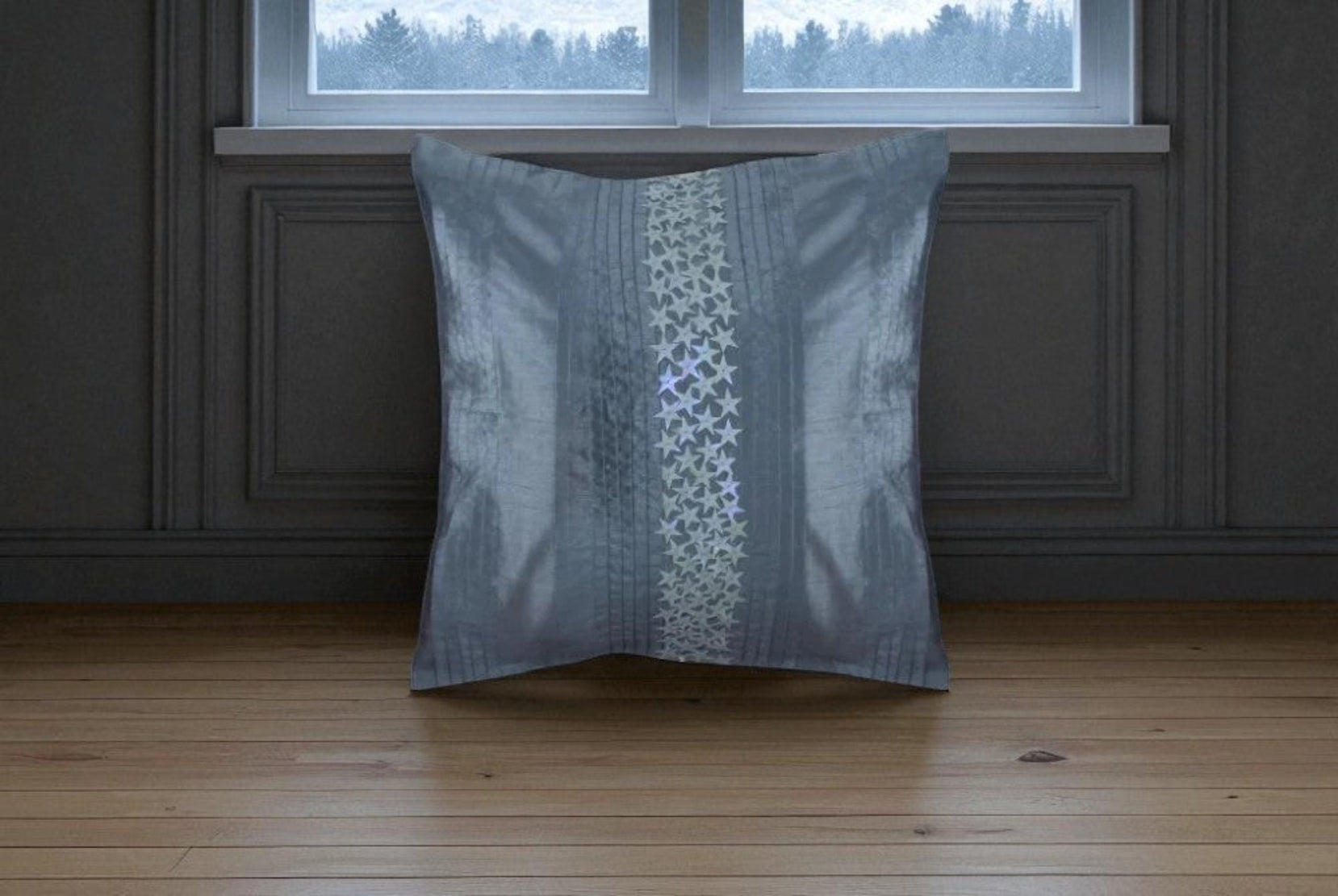 Muted Grey Silk Cushion Covers / Ruchi
