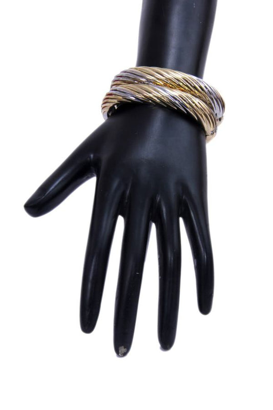 Twisted Gold and Silver Adjustable Bracelet / Ruchi