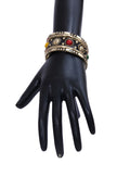 Stone Beaded Metal Bangles Set Of 5 / Ruchi