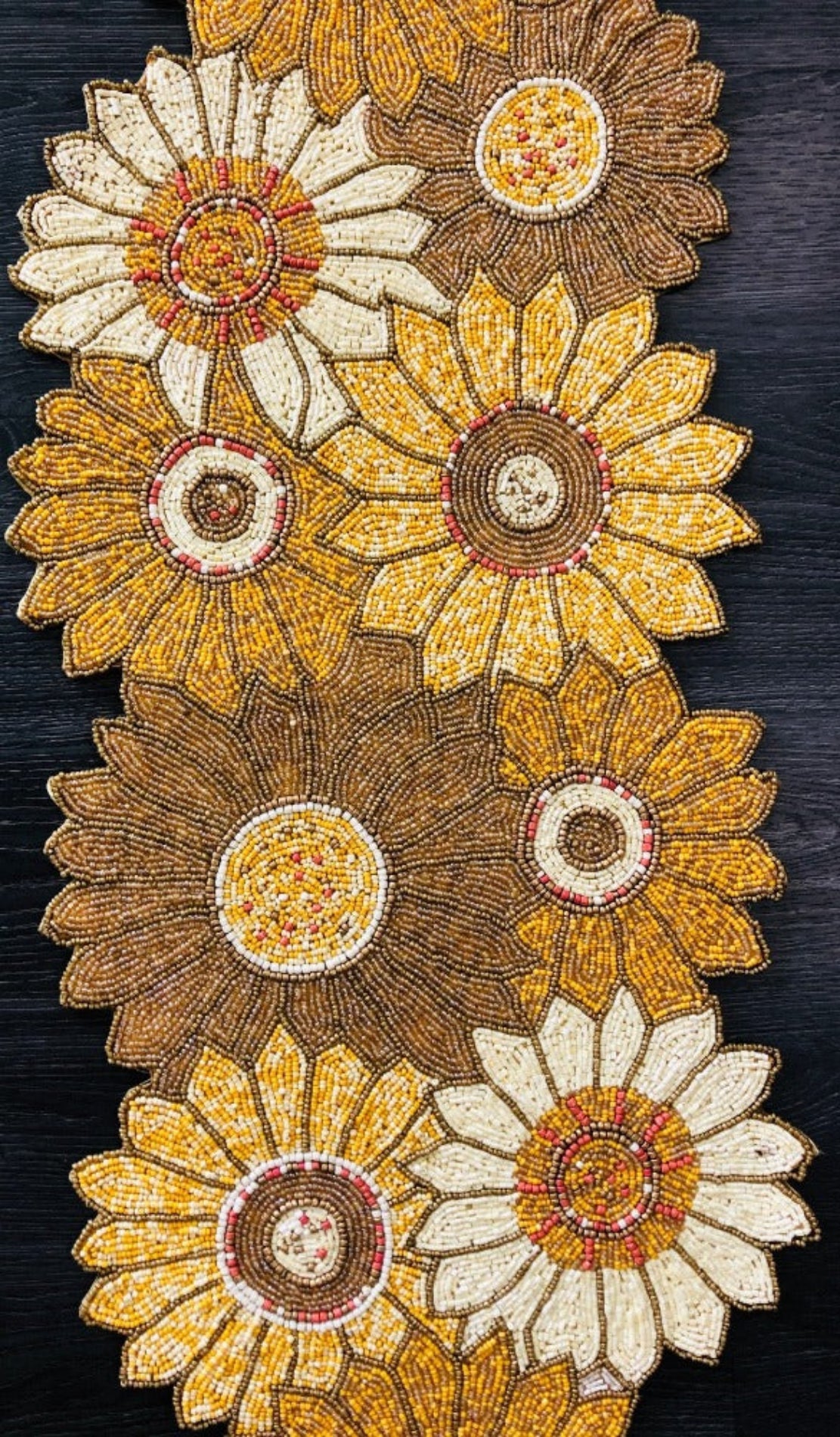 Colorful Sunflower Beaded Table Runner / Ruchi