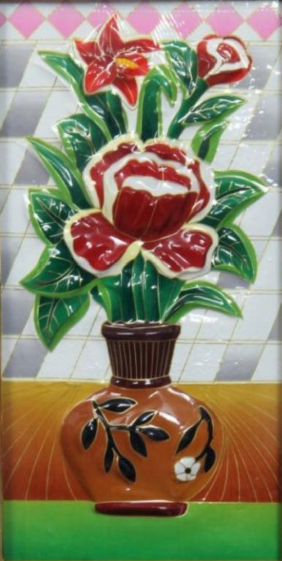 Modern Flower 3D Embossed Wall Hanging / Ruchi