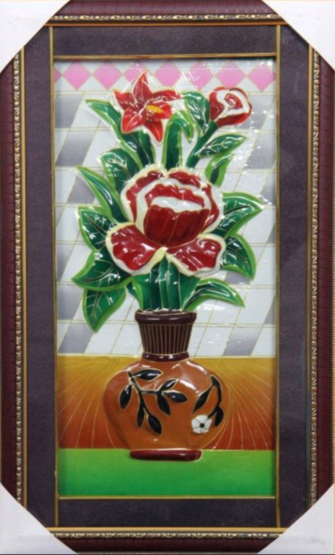 Modern Flower 3D Embossed Wall Hanging / Ruchi