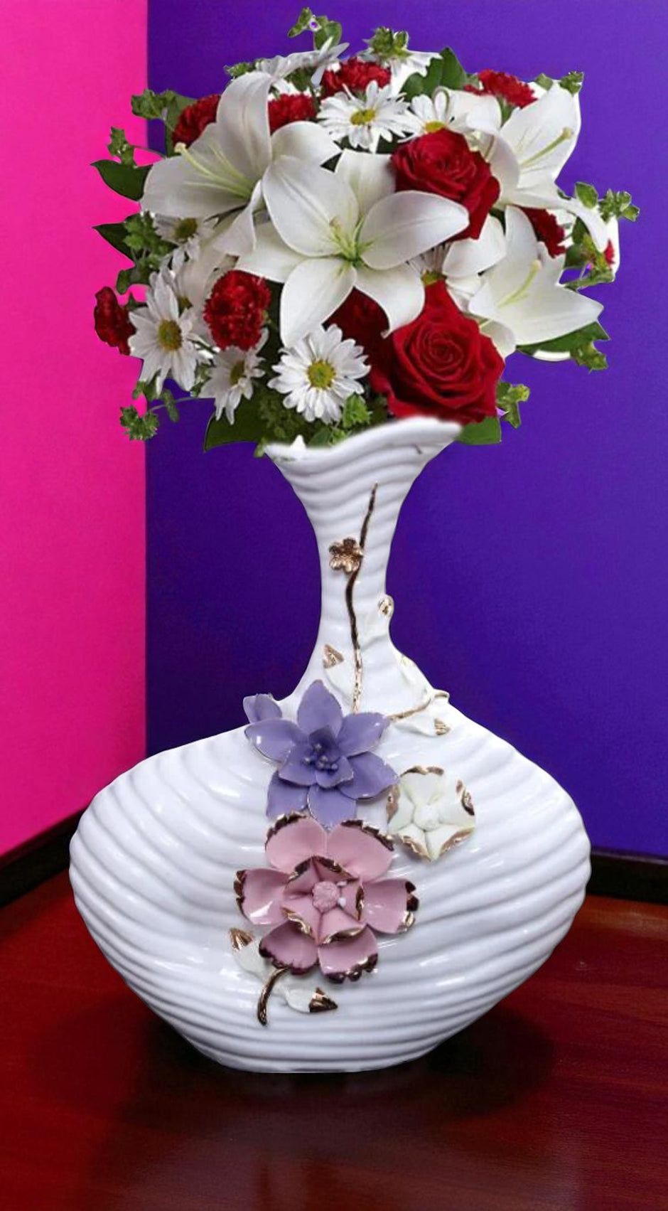 Minimal White Spiral Ceramic Vase / Ruchi