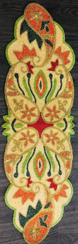 Colorful Paisley Beaded Table Runner / Ruchi