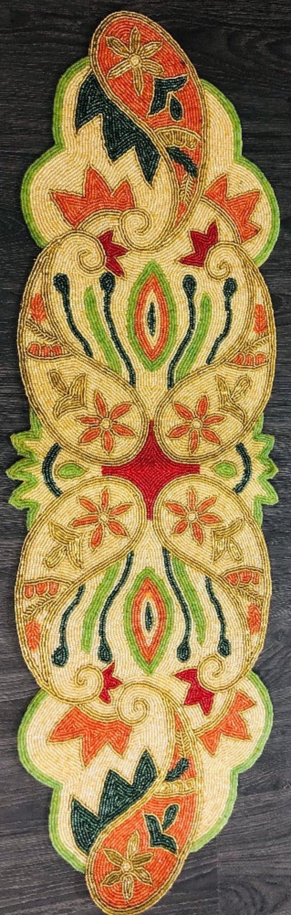 Colorful Paisley Beaded Table Runner / Ruchi