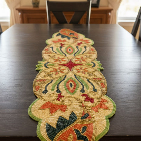 Colorful Paisley Beaded Table Runner / Ruchi