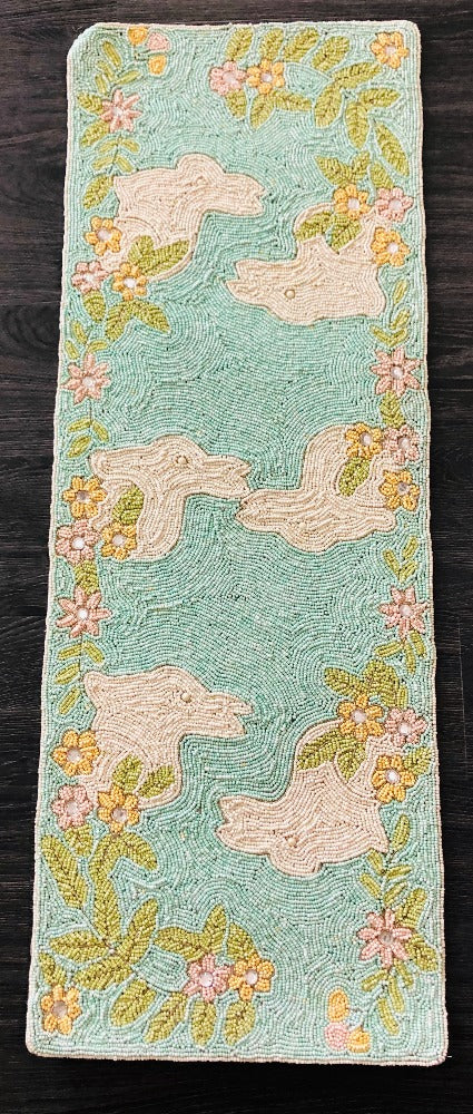 Multicolor Beaded Embroidered Table Runner/ Ruchi