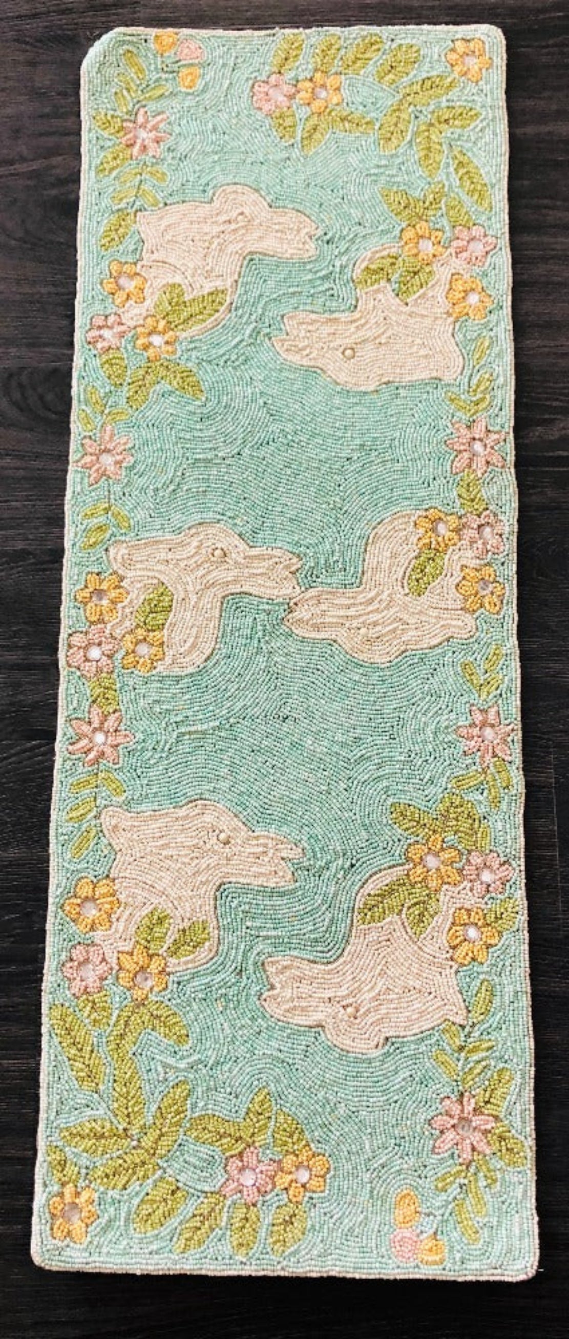 Multicolor Beaded Embroidered Table Runner/ Ruchi