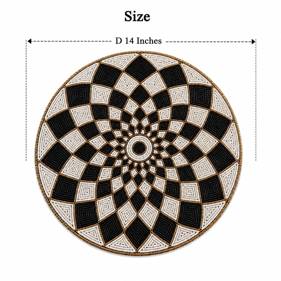 Beaded Geometric Pattern Placemat Set Of 2 / Ruchi