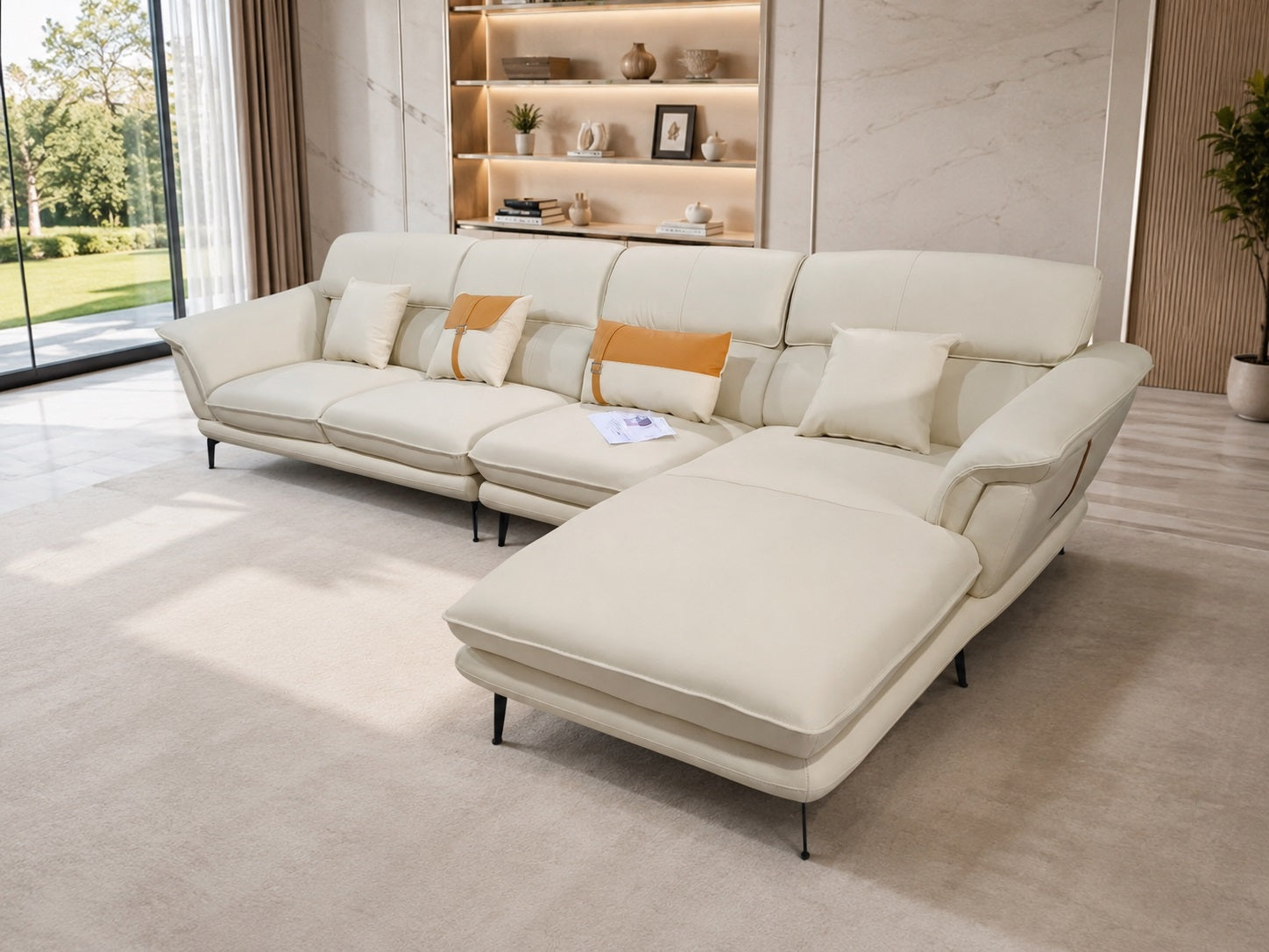 Modern L-Shape Genuine Leather Sectional Sofa / Ruchi 