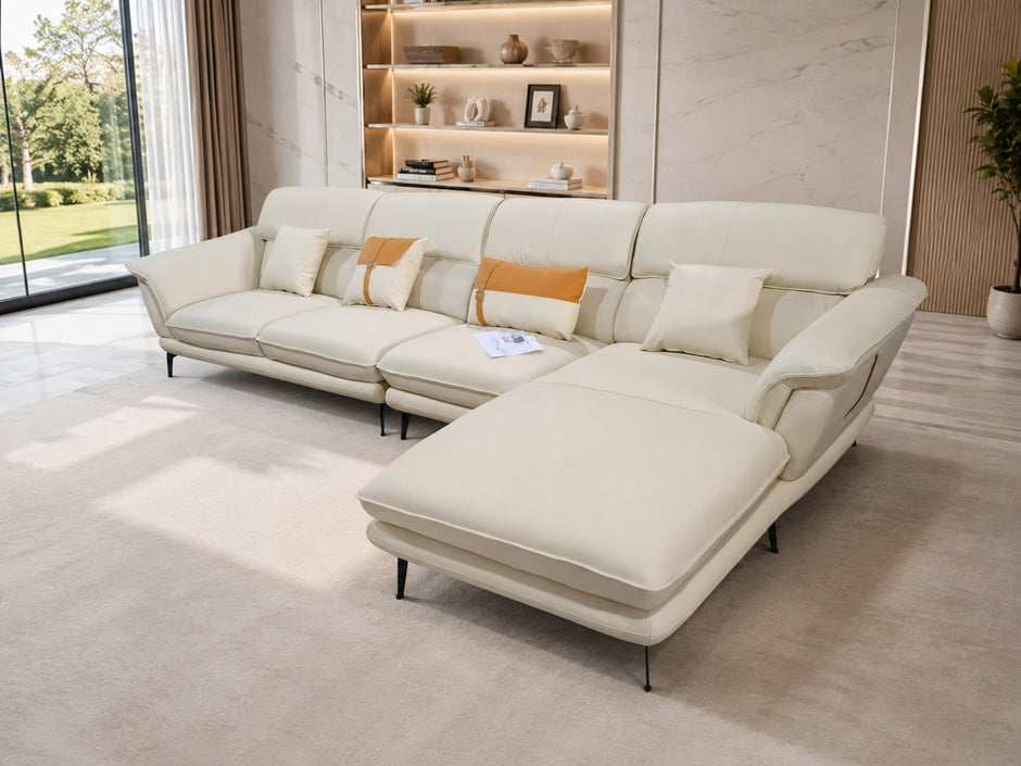 Modern L-Shape Genuine Leather Sectional Sofa / Ruchi 