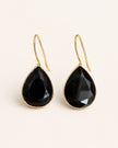 Glossy Black Stone Waterdrop Metal Earrings / Ruchi