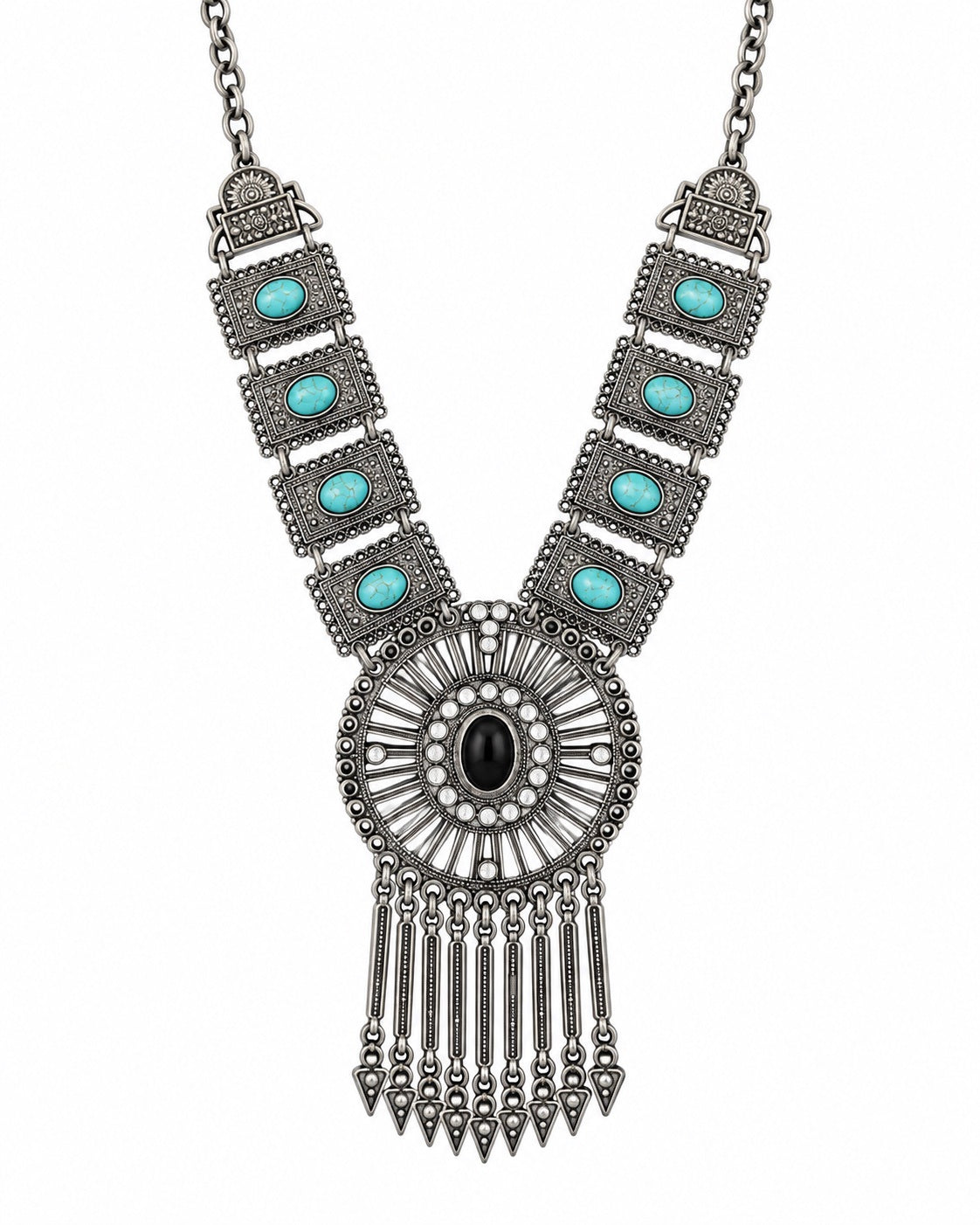 Handcrafted Turquoise Stone Ethnic Statement Necklace / Ruchi 