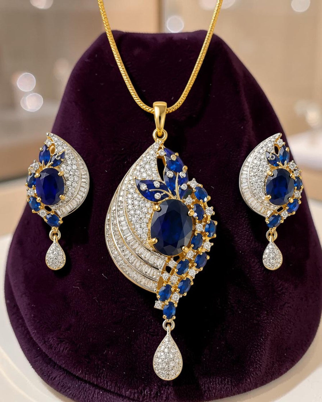 Exquisite American Diamond Necklace And Earrings Set / Ruchi
