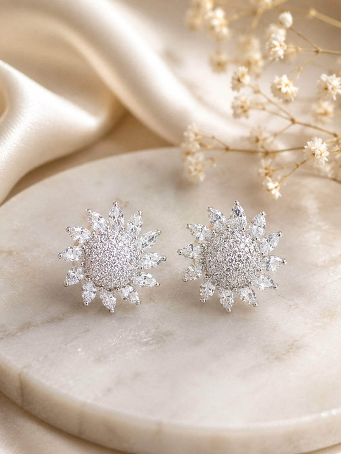 Gold-Tone Alloy Floral AD Stud Earrings / Ruchi
